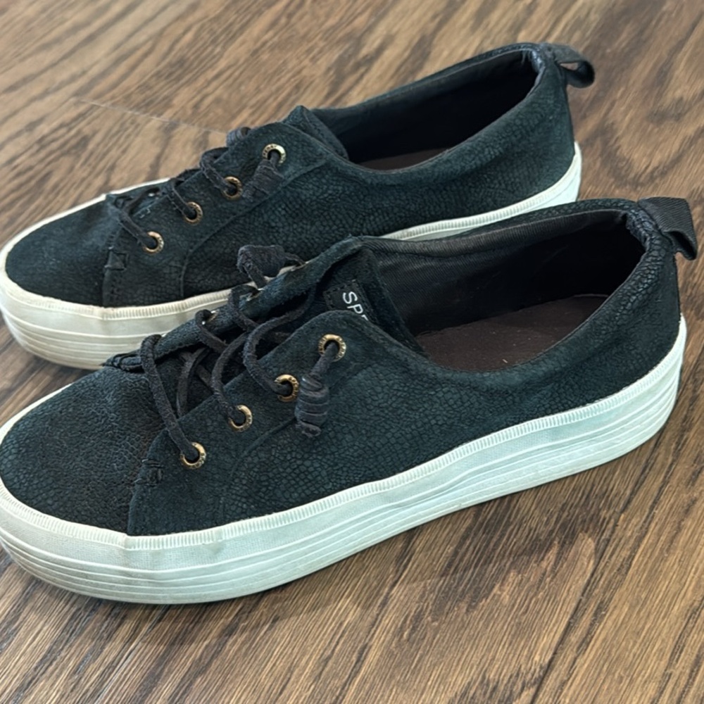 Black Textured Sneakers with White Soles
